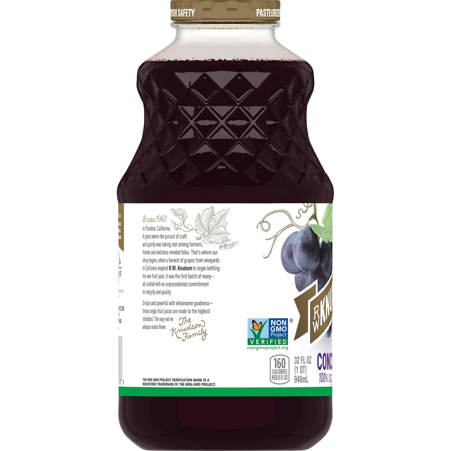 R.W. Knudsen Organic Just Concord Grape Juice, 32 Ounces (Packaging May Vary) (Pack of 5)