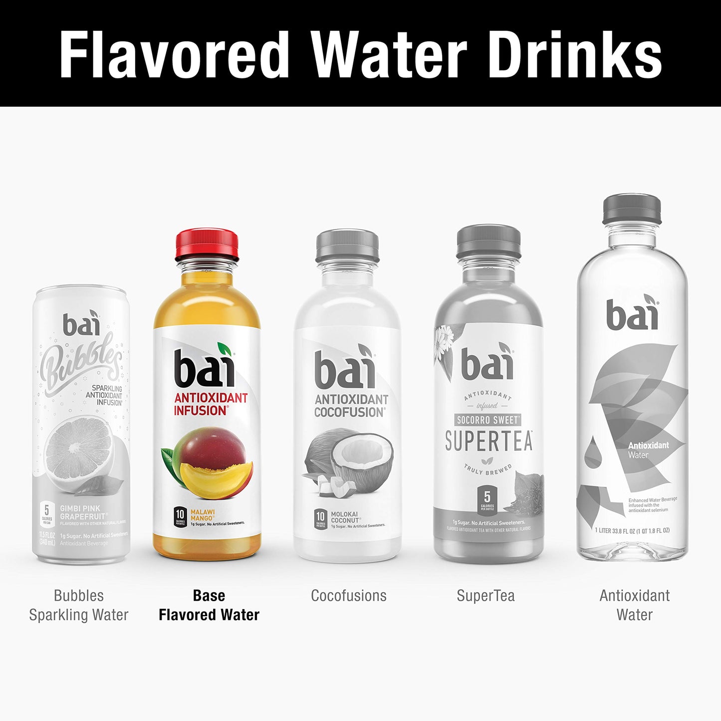 Bai Flavored Water, Malawi Mango, Antioxidant Infused Drinks, 18 Fluid Ounce Bottle (Pack of 12)