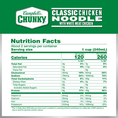 Campbell’s Chunky Soup, Classic Chicken Noodle Soup – Kelce Legend Edition, 18.6 oz Can