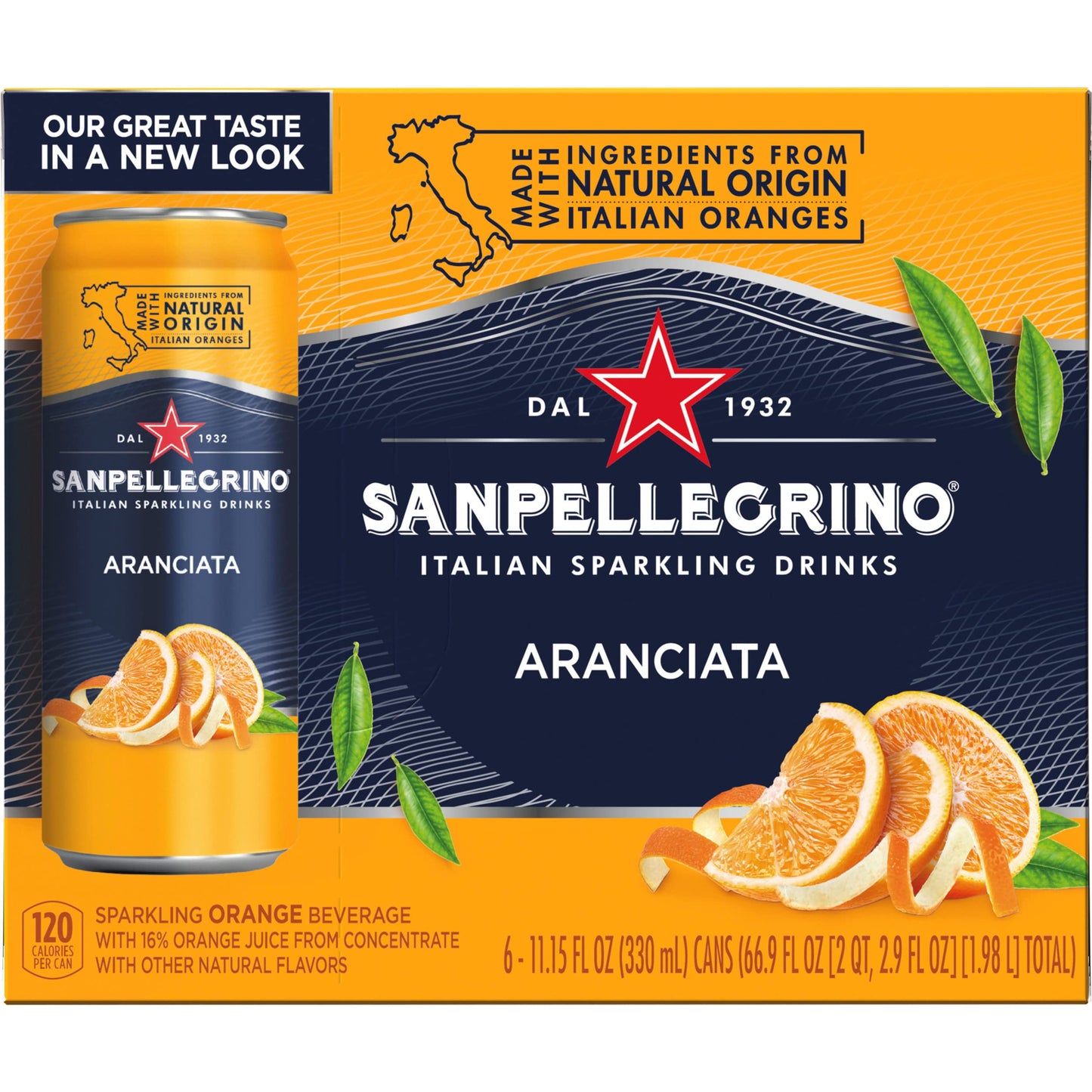 Sanpellegrino Italian Sparkling Drink Aranciata, Sparkling Orange Beverage, 6 Pack
