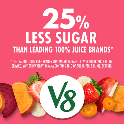 V8 Blends 100% Juice Strawberry Banana Juice, 46 fl oz Bottle (Case of 6)