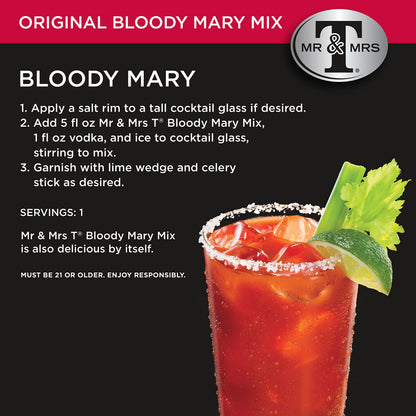 Mr & Mrs T Original Bloody Mary Mix, 1.75 L bottle, Tomato Juice Blend Cocktail Mixer, Premium Ingredients, Perfect for Bloody Mary and Mocktail Drinks