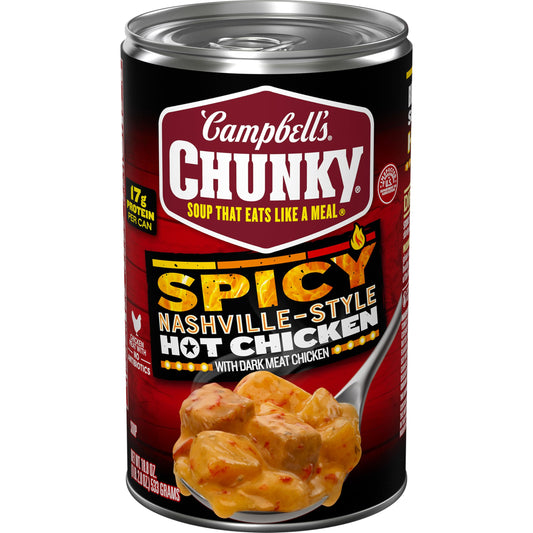 Campbell’s Chunky Soup, Spicy Nashville-Style Hot Chicken Soup, 18.8 oz Can