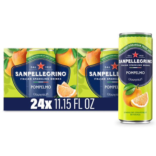Sanpellegrino Italian Sparkling Drink Pompelmo, Sparkling Grapefruit Beverage, 24 Pack Of Cans