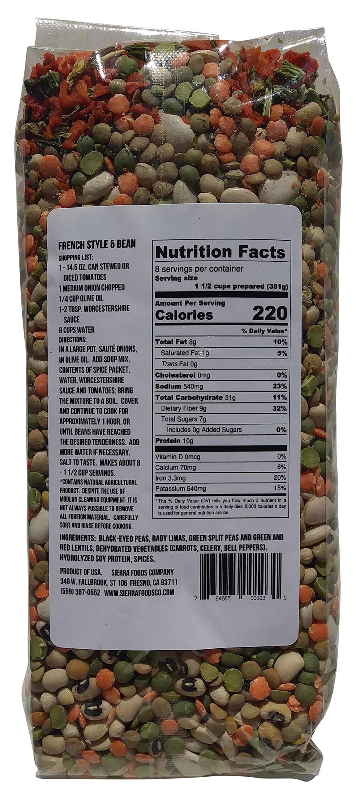 Sierra Soups Healthy, Hearty, All Natural and Gluten Free Soups - 3 Pack Assortment: Fresno Fog Split Pea, French Style 5 Bean & Mama Sorrenti’s Minestrone. Includes Soup Spoon