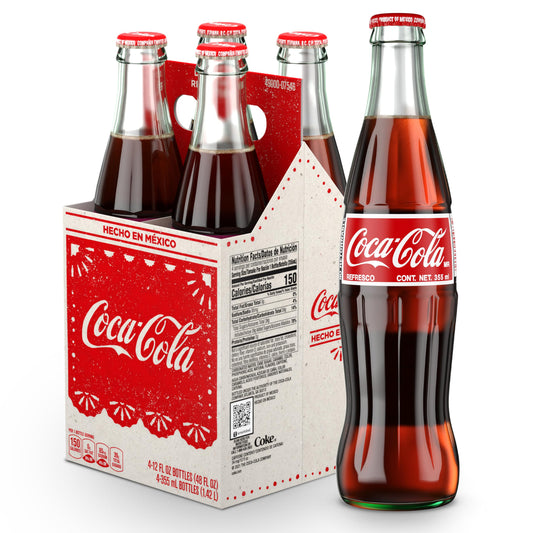 Mexican Coke Glass Bottles, 12 fl oz, 4 pack