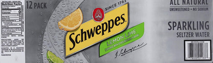 Schweppes Lemon Lime Seltzer, 12 fl oz cans, 12 pack