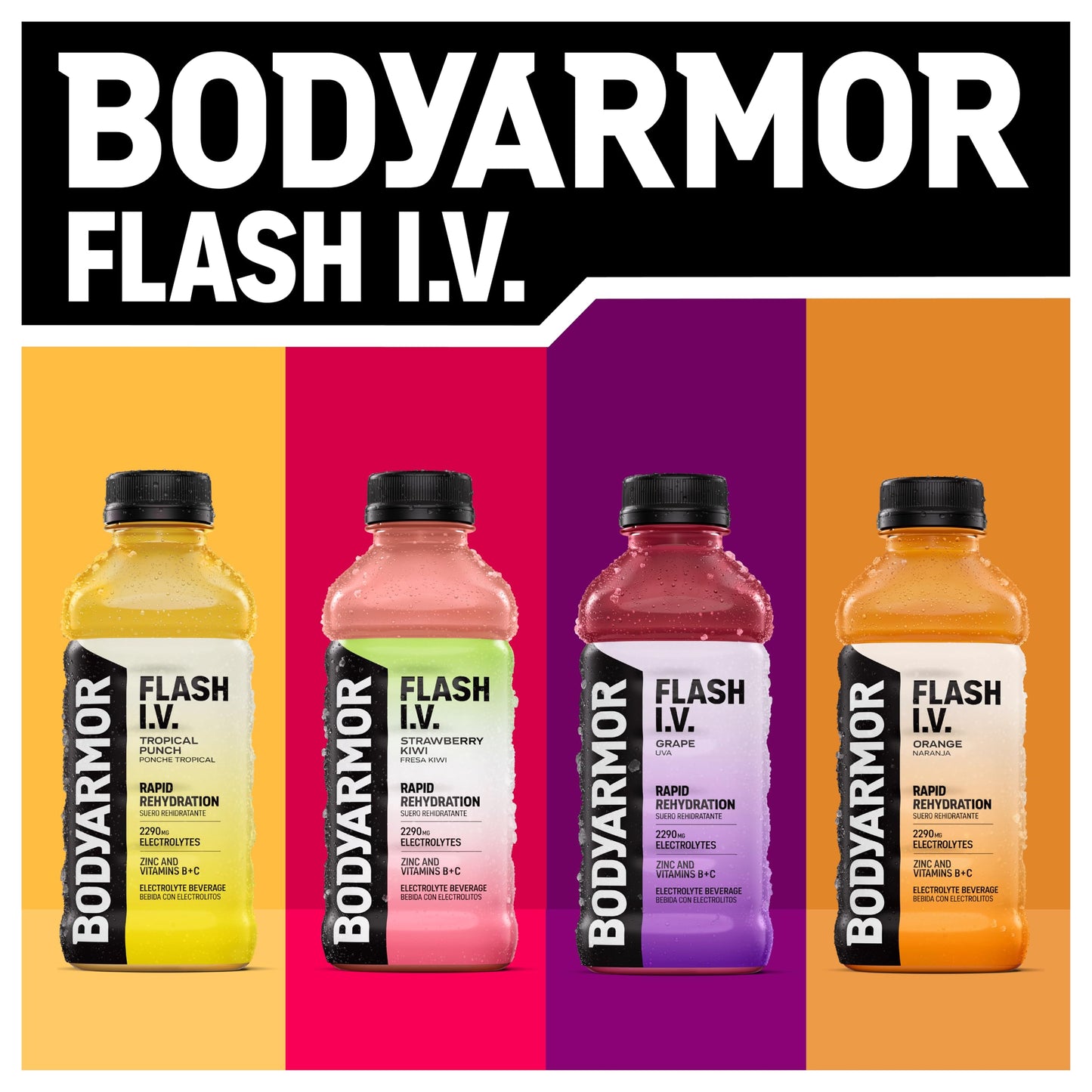 BODYARMOR Flash I.V. Zero Sugar Electrolyte Beverage, Lemon Lime, Hydration Drink For Rapid Rehydration, Post Workout Recovery, 20 Fl Oz (Pack of 12)