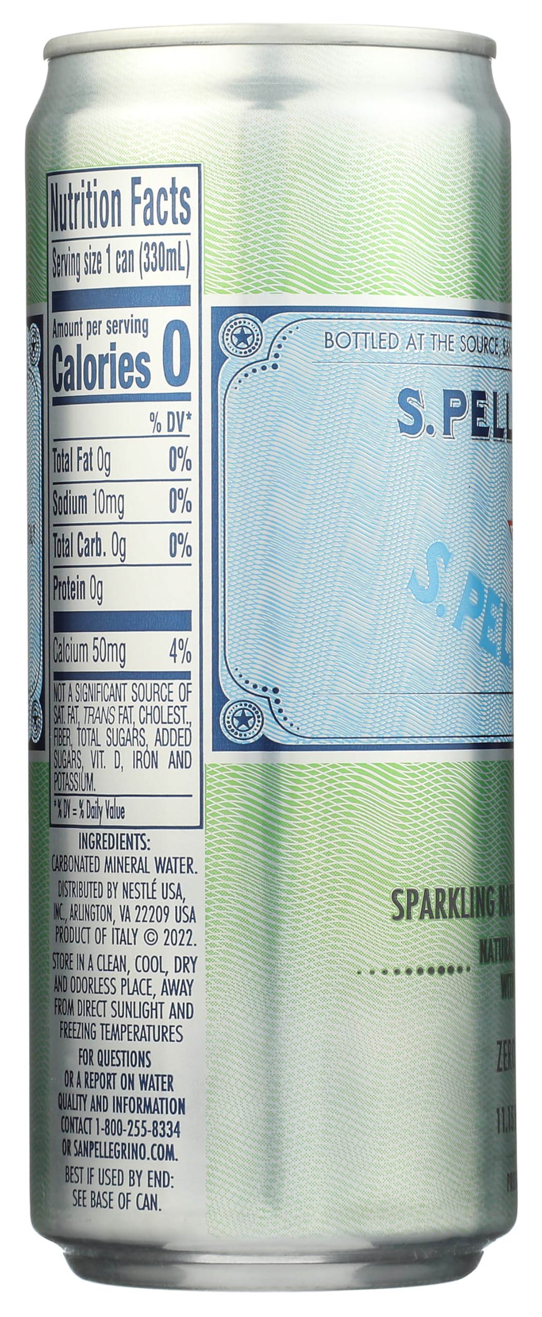 S.Pellegrino Sparkling Natural Mineral Water, 11.15 Fl Oz skinny can
