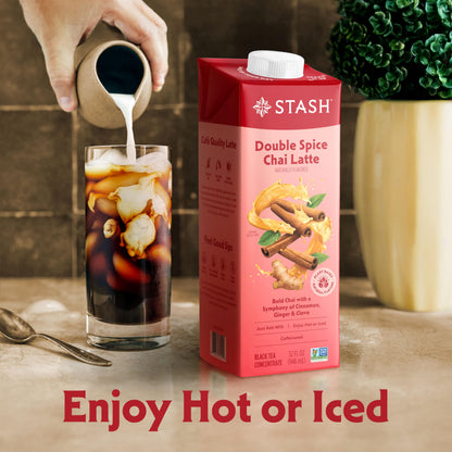 STASH Double Spice Chai Latte - Dairy Free Plant Based Tea Concentrate - Caffeinated - 32 fl oz, 5 Servings (Pack of 6)