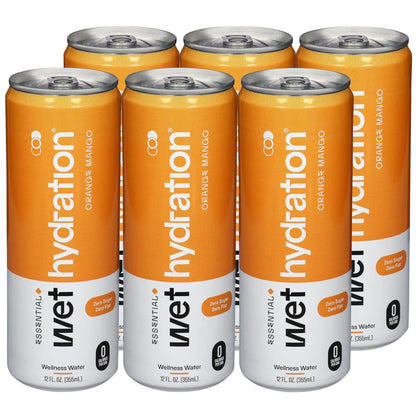 Wet Hydration, Orange Mango Ginger Turmeric Enh Beverage, 12 Fl Oz 6 pack