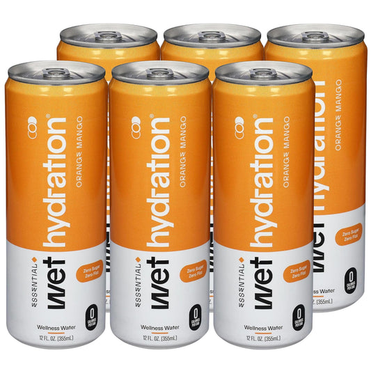 Wet Hydration, Orange Mango Ginger Turmeric Enh Beverage, 12 Fl Oz 6 pack