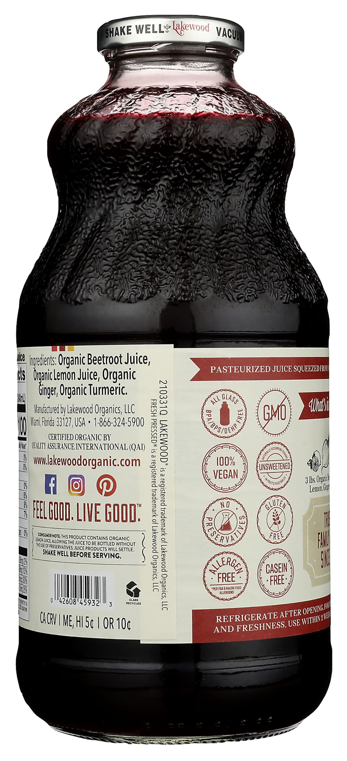 Lakewood Organic Beet Ginger Turmeric Juice, 32 FZ