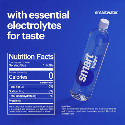 Smartwater vapor distilled premium water , 16.9 Fl Oz (pack of 6)