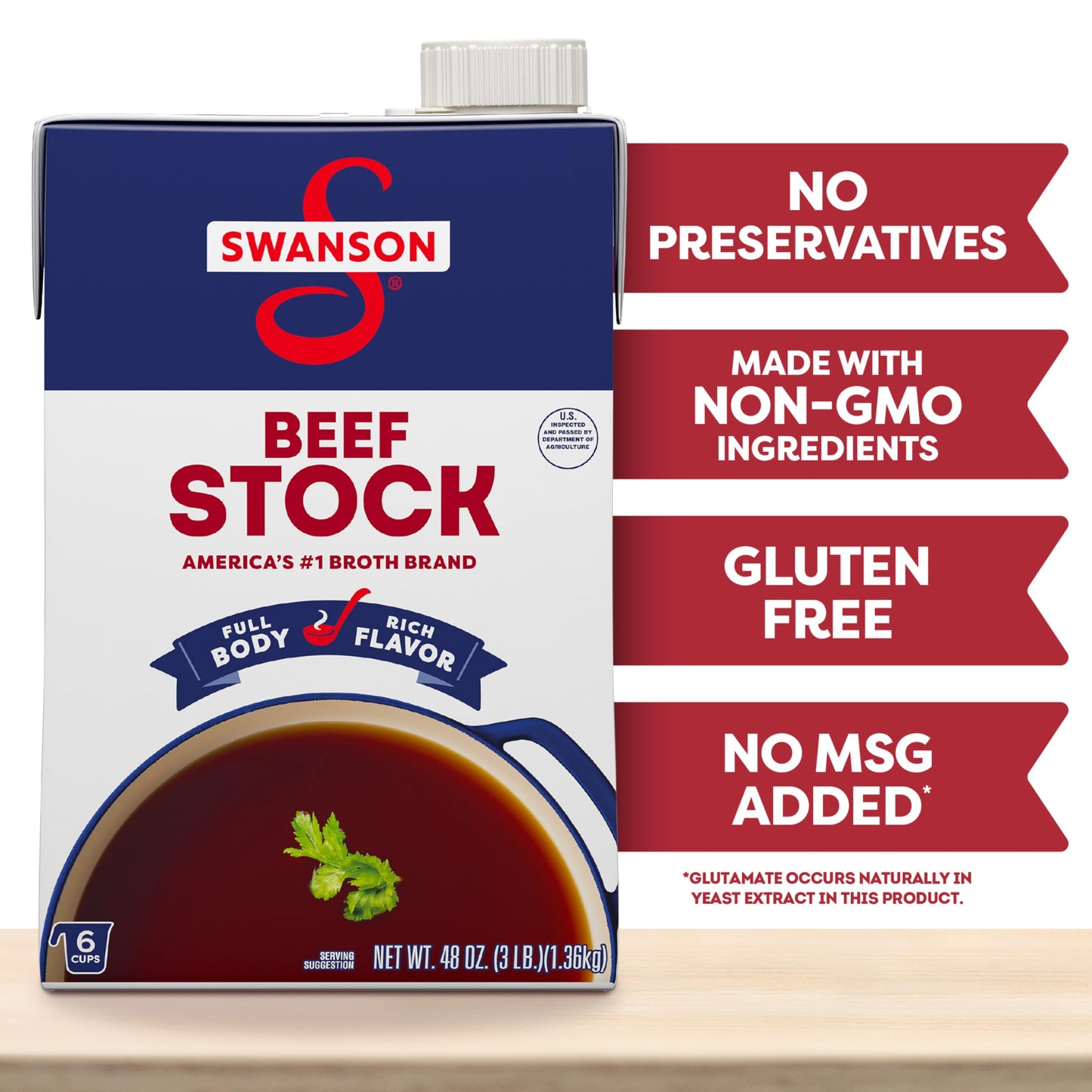 SWANSON S Beef Stock, 48 oz Carton