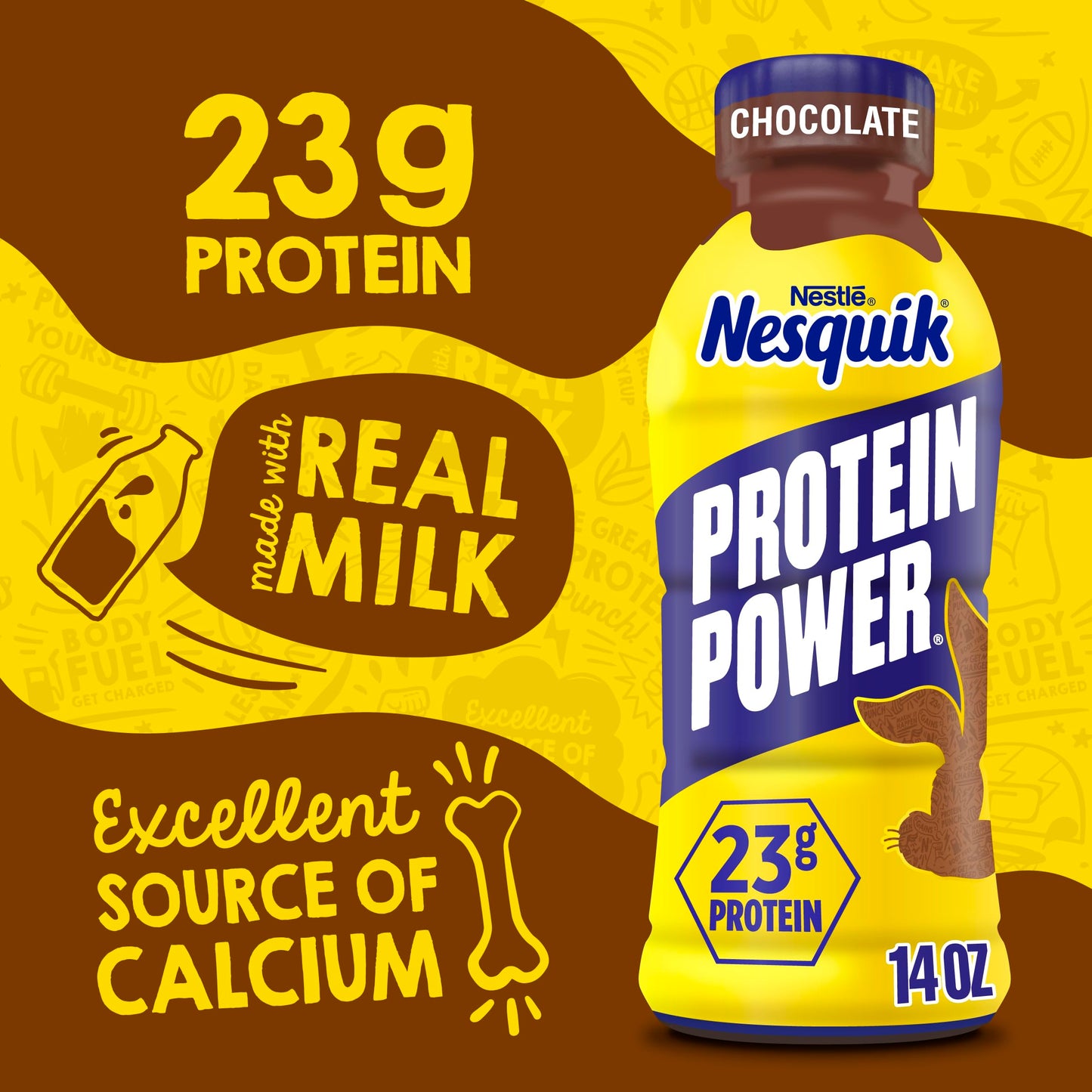 NESTLE NESQUIK PROTEIN POWER Ready To Drink Aseptic Chocolate Milk 12x14floz Bottles