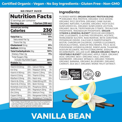 Orgain Organic Vegan Protein Shake Bundle - Smooth Chocolate & Vanilla Bean, 16g Plant Based Protein, 11 Fl Oz (Pack of 4 Each)