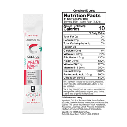 CELSIUS® Zero Sugar Energy Drink & Powder Stick Bundle, Peach Vibe
