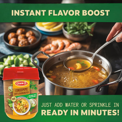 Osem Chicken Flavored Consomme Powder Soup & Seasoning Mix - Instant Broth Base, Perfect for Soups, Sauces, Stews, Rice, and More - Rich Savory Flavor Enhancer for Cooking - 14.1 oz (Pack of 1)