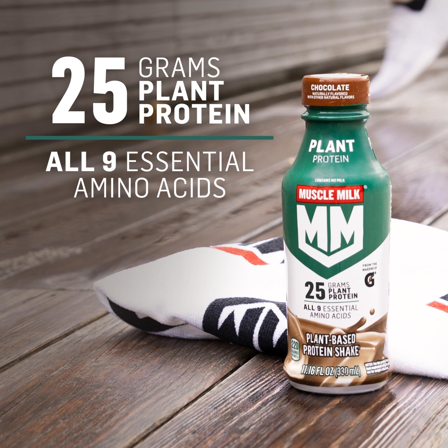 Muscle Milk Plant Based Protein Shake,Chocolate,11.16 Fl Oz,(Pack of 24)