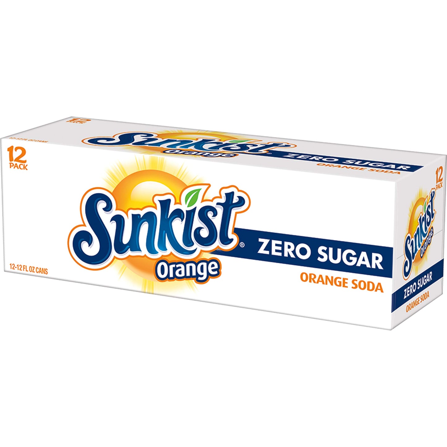 Sunkist Zero Sugar Orange Soda, 12 fl oz cans, 12 pack