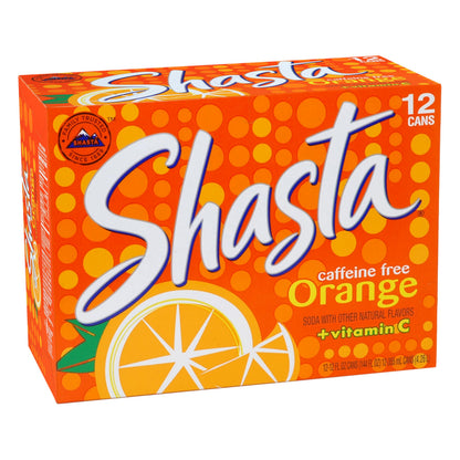 Shasta Orange | 12-Pack of 12oz Cans | Tangy & Sweet Orange Soda | Caffeine-Free | Family Favorite