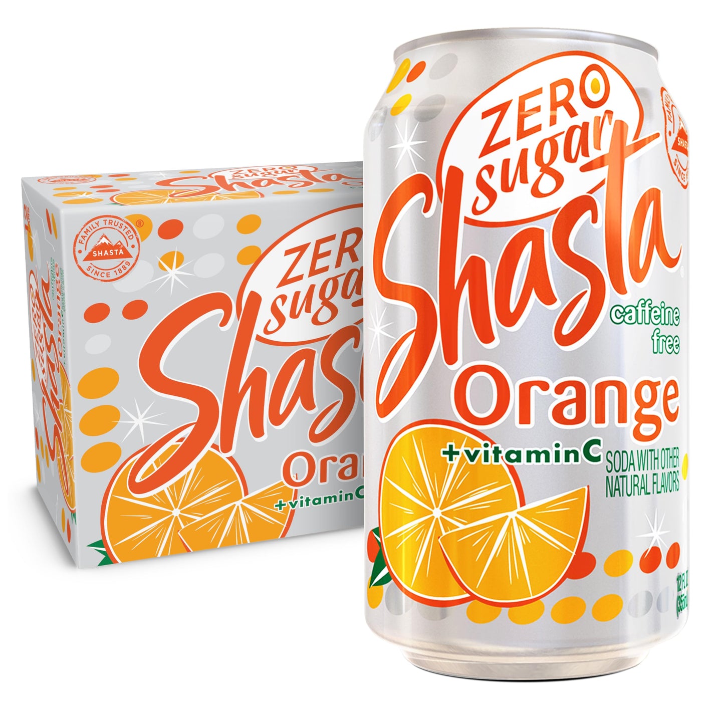 Shasta Zero Sugar Orange | 12-Pack of 12oz Cans | Tangy Orange Soda | Sugar-Free & Caffeine-Free | Refreshingly Bold