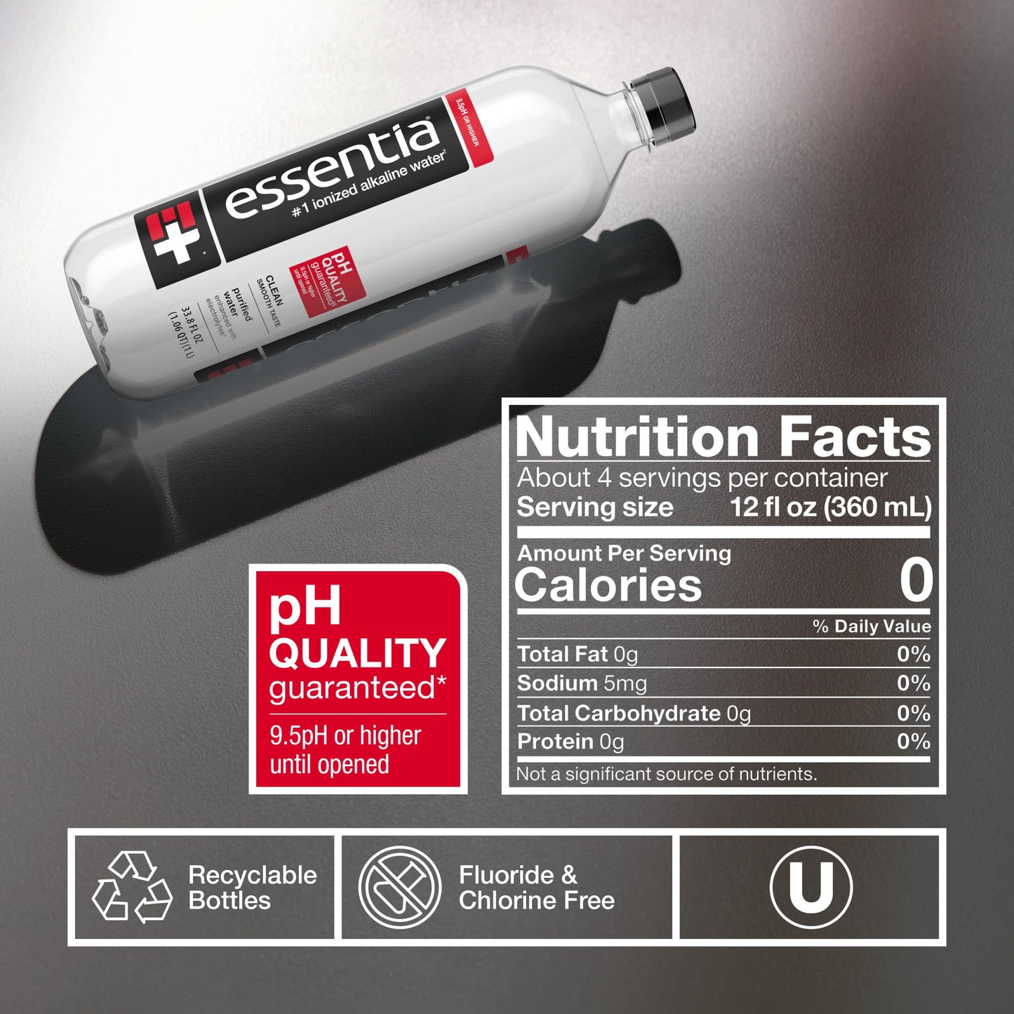 Essentia Bottled Water, 1.5 Liter Bottle; 99.9% Pure, Infused with Electrolytes for a Smooth Taste, pH 9.5 or Higher; Ionized Alkaline Water