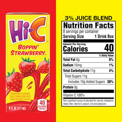 HI-C Boppin' Strawberry 6oz 8pk