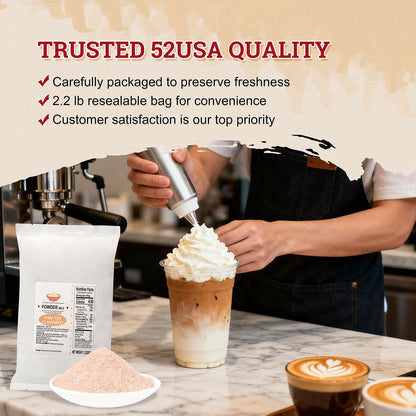 52USA Thai Tea Flavored Powdered Drink Mix, Thai Tee Mix 2.2 lbs, Instant Milk Tea Mix with Creamer & Sugar, Easy to Prepare for Boba, Desserts & More