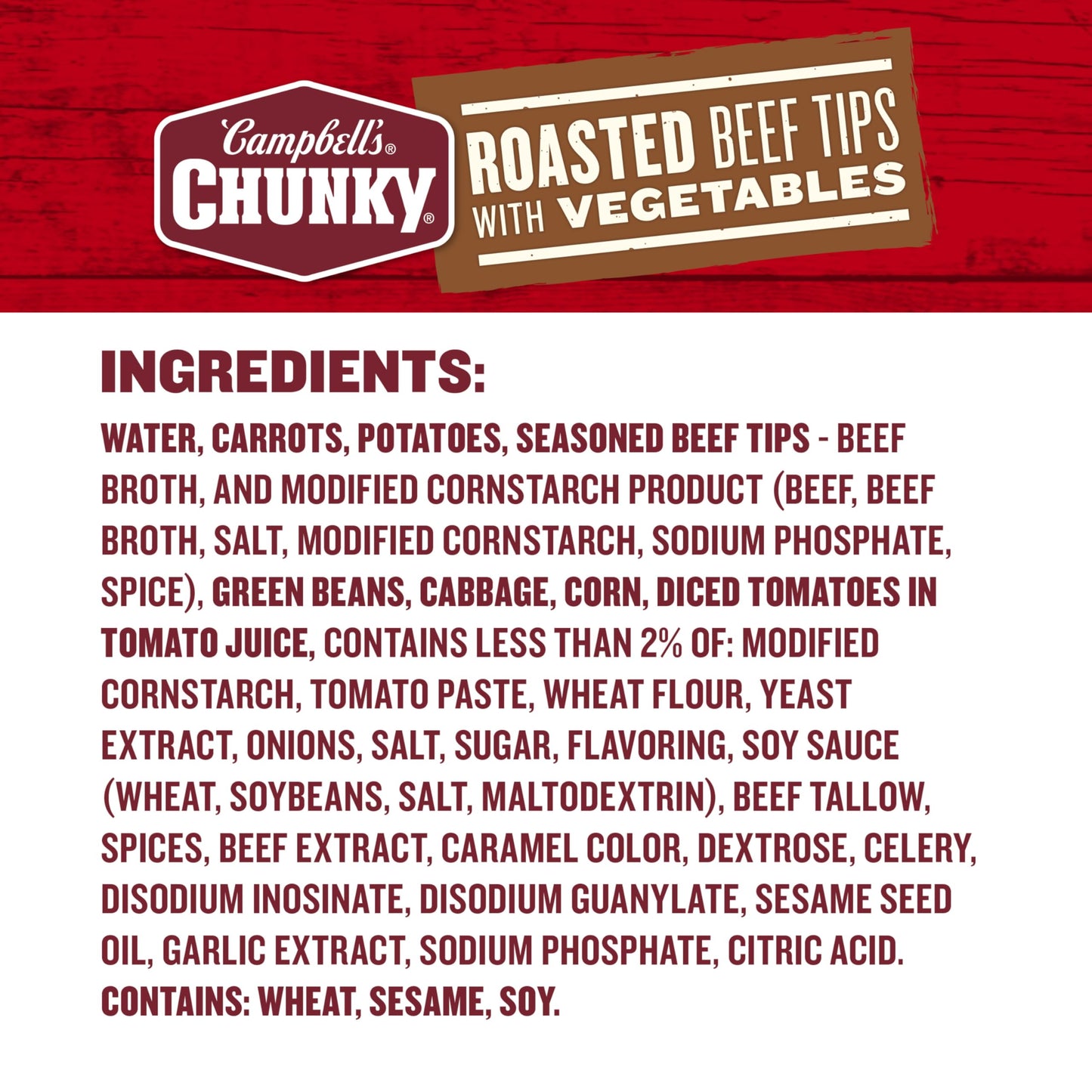 Campbell’s Chunky Soup, Roast Beef Tips With Vegetables Soup, 18.8 Oz Can