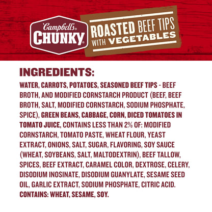 Campbell’s Chunky Soup, Roast Beef Tips With Vegetables Soup, 18.8 Oz Can