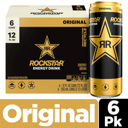 Rockstar Energy Drink, Original, 12 fl oz Cans, (6 Pack)