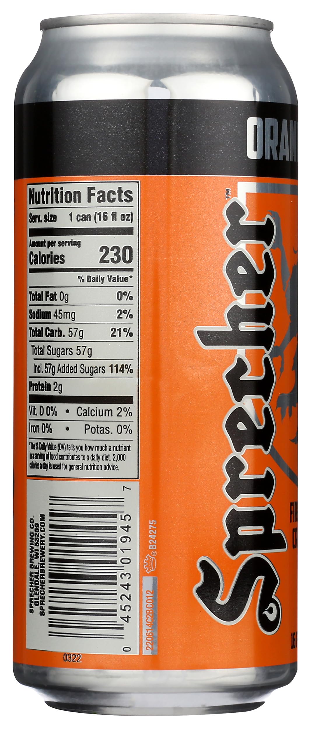 Sprecher Orange Dream Soda, Kosher, Gluten Free, 16 Fluid Ounce (Pack of 12)