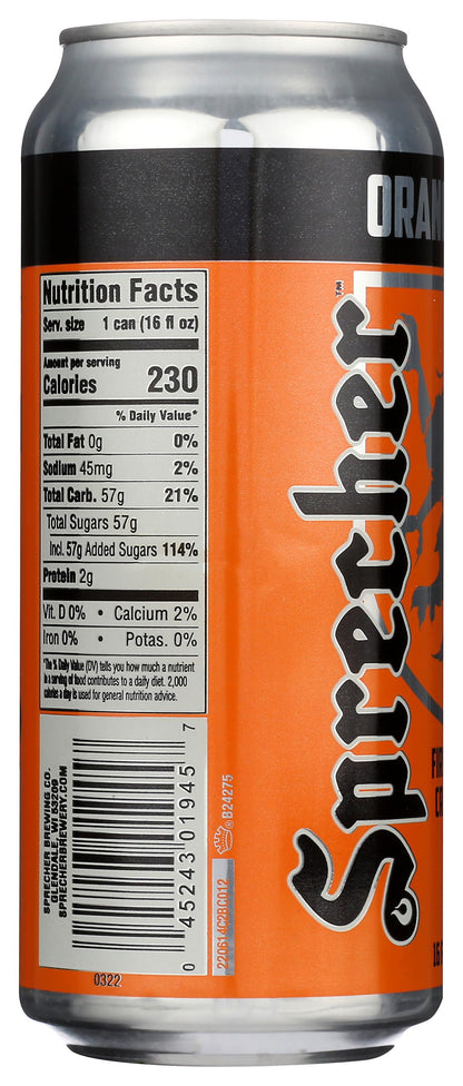 Sprecher Orange Dream Soda, Kosher, Gluten Free, 16 Fluid Ounce (Pack of 12)