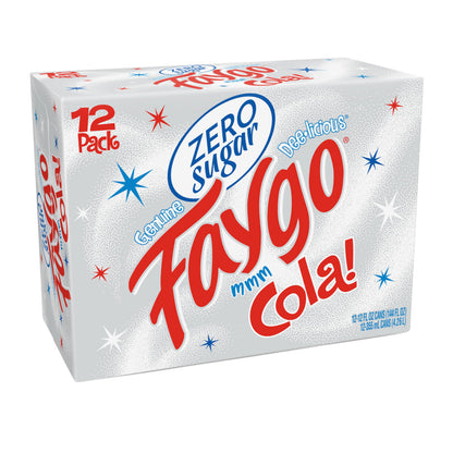 Faygo Zero Sugar Cola | 12-Pack of 12oz Cans | Diet Cola with Bold Flavor | Zero Calories | Caffeinated & Refreshing