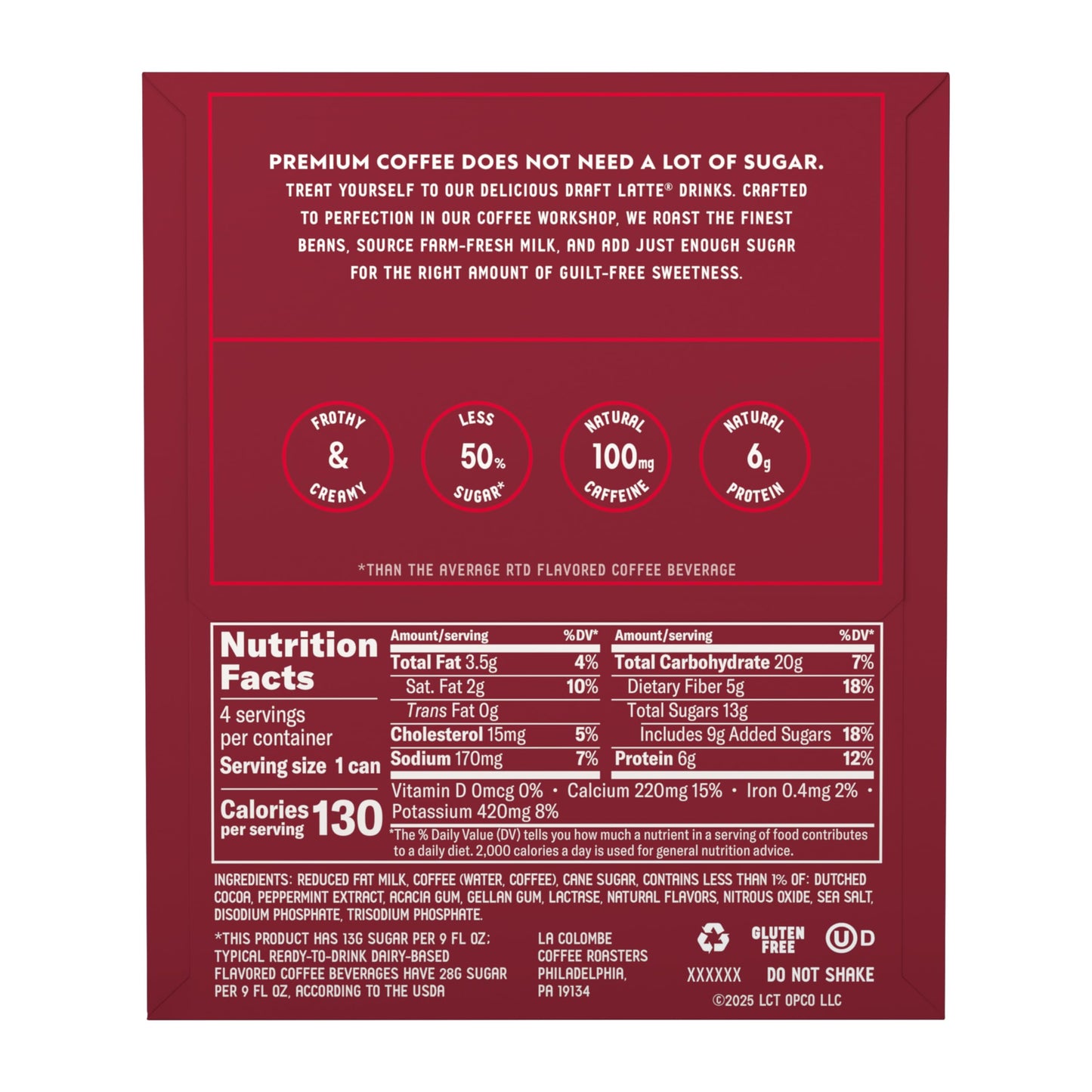 La Colombe Peppermint Mocha Draft Latte - 9 Fluid Ounce, 4 Count - Cold-Pressed Espresso And Frothed Milk + Peppermint And Dark Chocolate - Made With Real Ingredients - Grab And Go Coffee