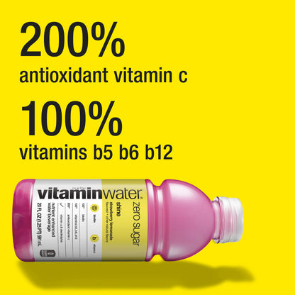 vitaminwater zero shine, electrolyte enhanced water w/vitamins, strawberry lemonade drink, 20 fl oz (Pack of 6)
