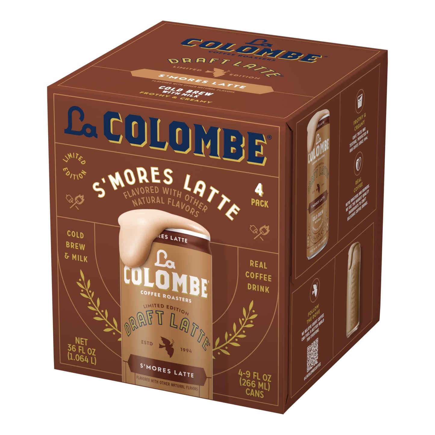 La Colombe Coffee, S'mores Cold Brew Draft Latte, 9 fl oz Cans, 4 Pack