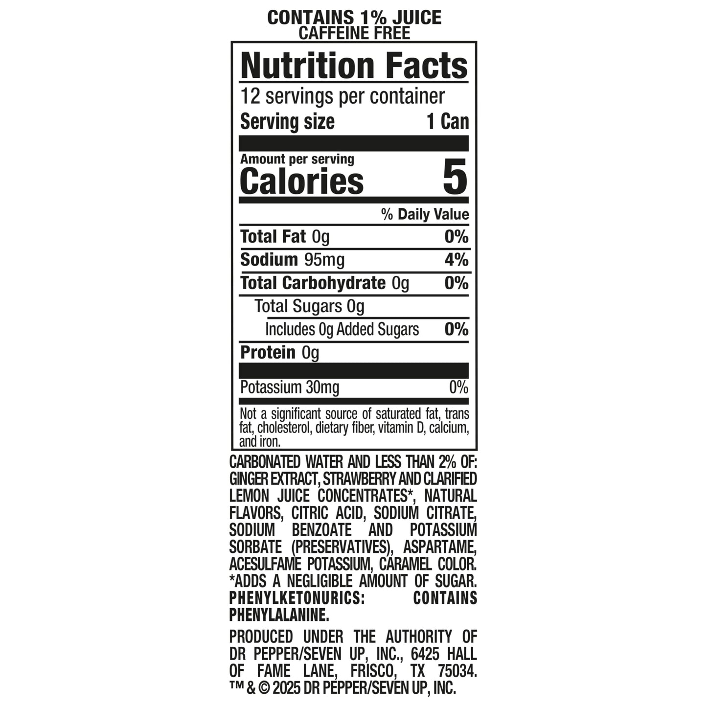 Canada Dry Fruit Splash Strawberry Ginger Ale Zero Sugar Soda, 12 fl oz cans, 12 pack