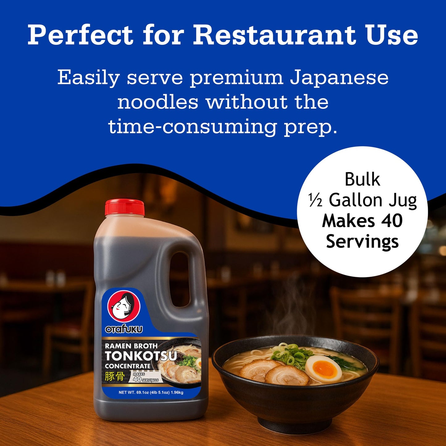 Otafuku Tonkotsu Ramen Broth Concentrate - Authentic Japanese Pork Bone Soup Base for Noodles, and Food Service Use - Restaurant-Quality Umami Taste, 69.1 oz (Pack of 1)
