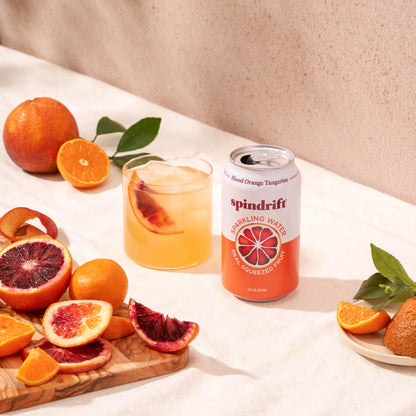 Spindrift Sparkling Seltzer Water, Blood Orange Tangerine Flavored, Made with Real Squeezed Fruit, 12 Fluid Ounce Cans, Pack of 8 Cans