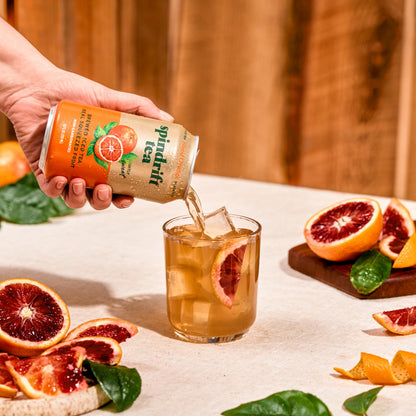 Spindrift Brewed Iced Tea, Blood Orange Black Tea, Made with Real Squeezed Fruit, No Carbonation, 12 Fl Oz Cans, Pack of 12 (Only 27 Calories per Can)
