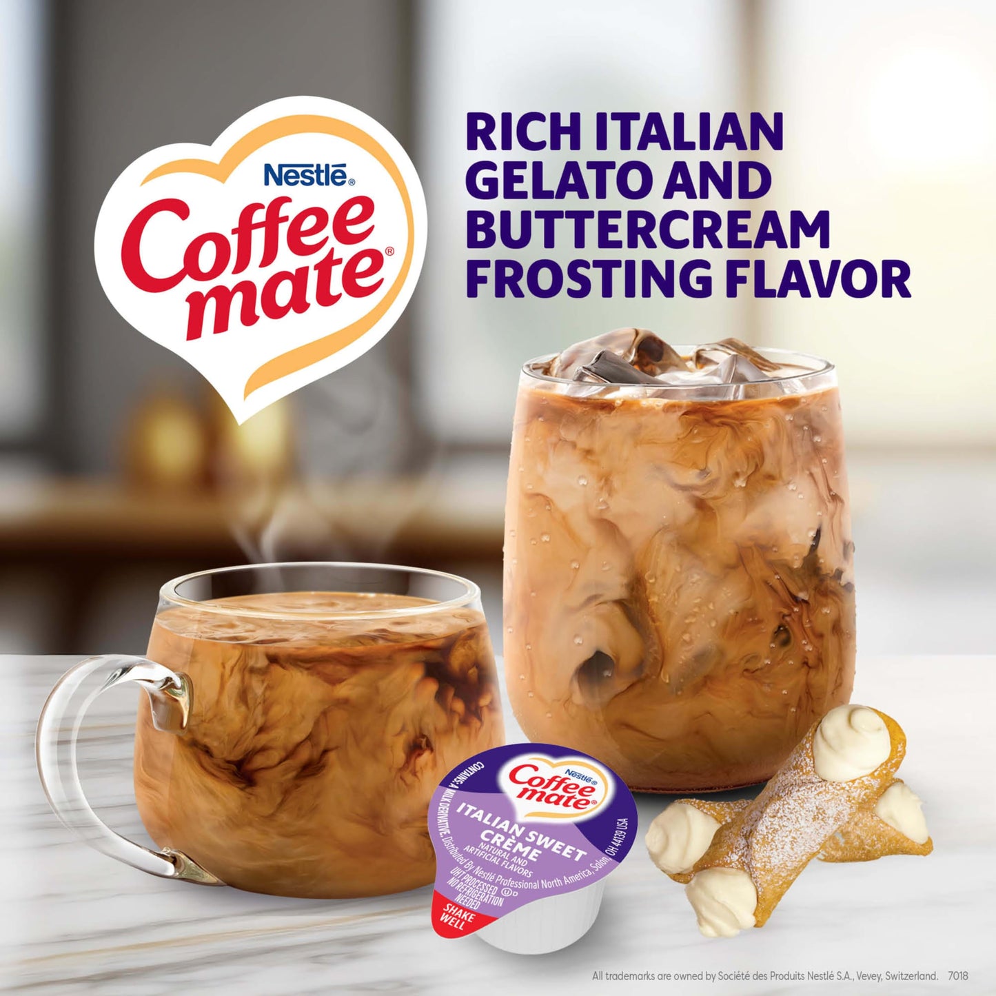 Nestle Coffee mate Coffee Creamer, Italian Sweet Creme, Liquid Creamer Singles, Non Dairy, No Refrigeration, 0.375 fl oz Tubs (Pack of 180)