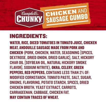Campbell’s Chunky Soup, Chicken and Sausage Gumbo, 16.1 oz Can (Case of 8)