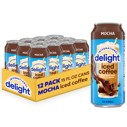 International Delight Iced Coffee, Mocha, Grab and Go Coffee Drinks Made with Real Milk and Cream, 15 FL OZ Can, 12 Count