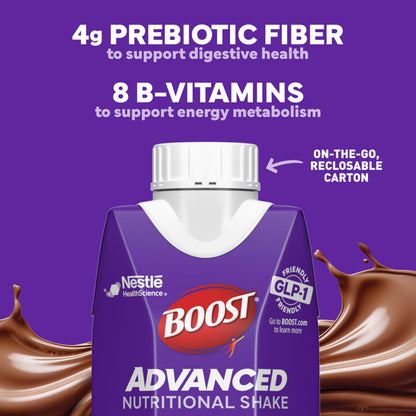 BOOST Advanced Nutritional Protein Shake, Weight Loss Nutrition Support*, 35g High Protein GLP-1 Friendly Shake, Ready to Drink - Rich Chocolate, 12-11 FL OZ (325 mL) Cartons