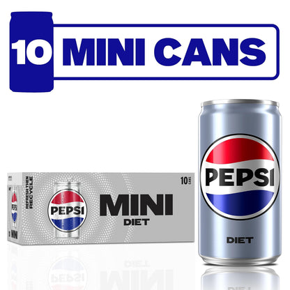 Diet Pepsi Soda, 7.5 Ounce Mini Cans, (Two packs of 10)