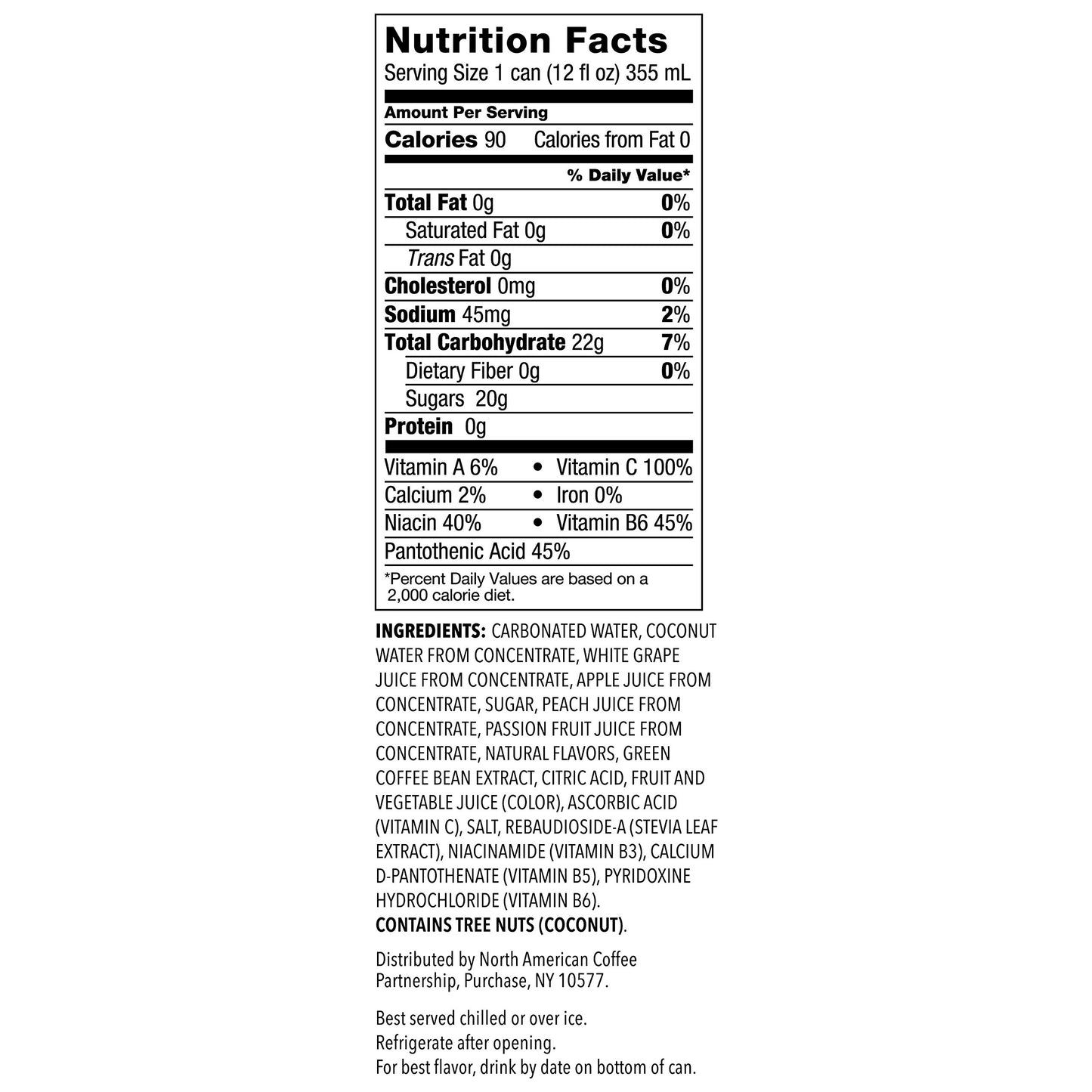 Starbucks Refreshers Peach Passion Fruit Sparkling Juice Blend, 12 oz Can