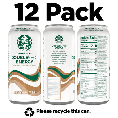 Starbucks Doubleshot Energy Drink Coffee Beverage,White Chocolate,Iced Coffee,15 fl oz Cans,(Pack of 24)